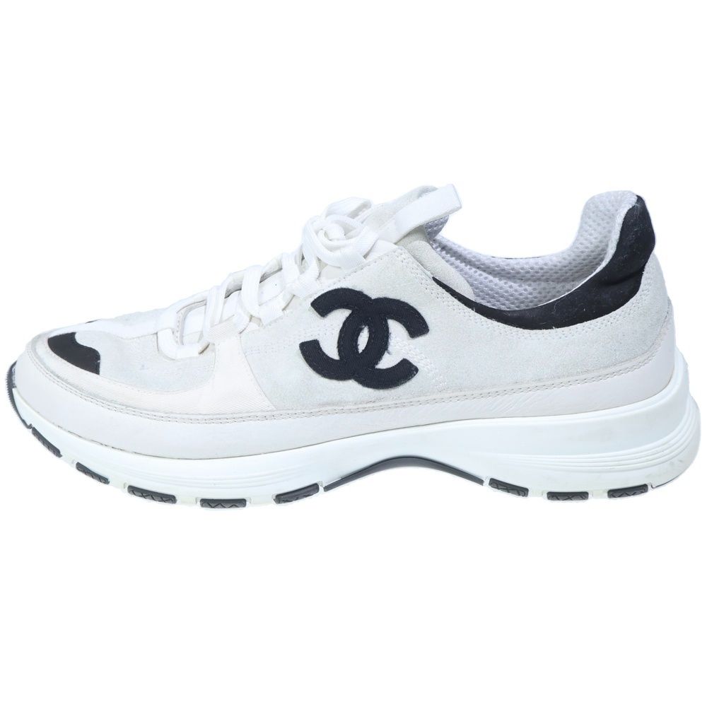 CHANEL シャネル ココマーク スエード レザー ローカットスニーカー ホワイト G47011 CHANEL (シャネル) ココマーク スエード レザー ローカットスニーカー