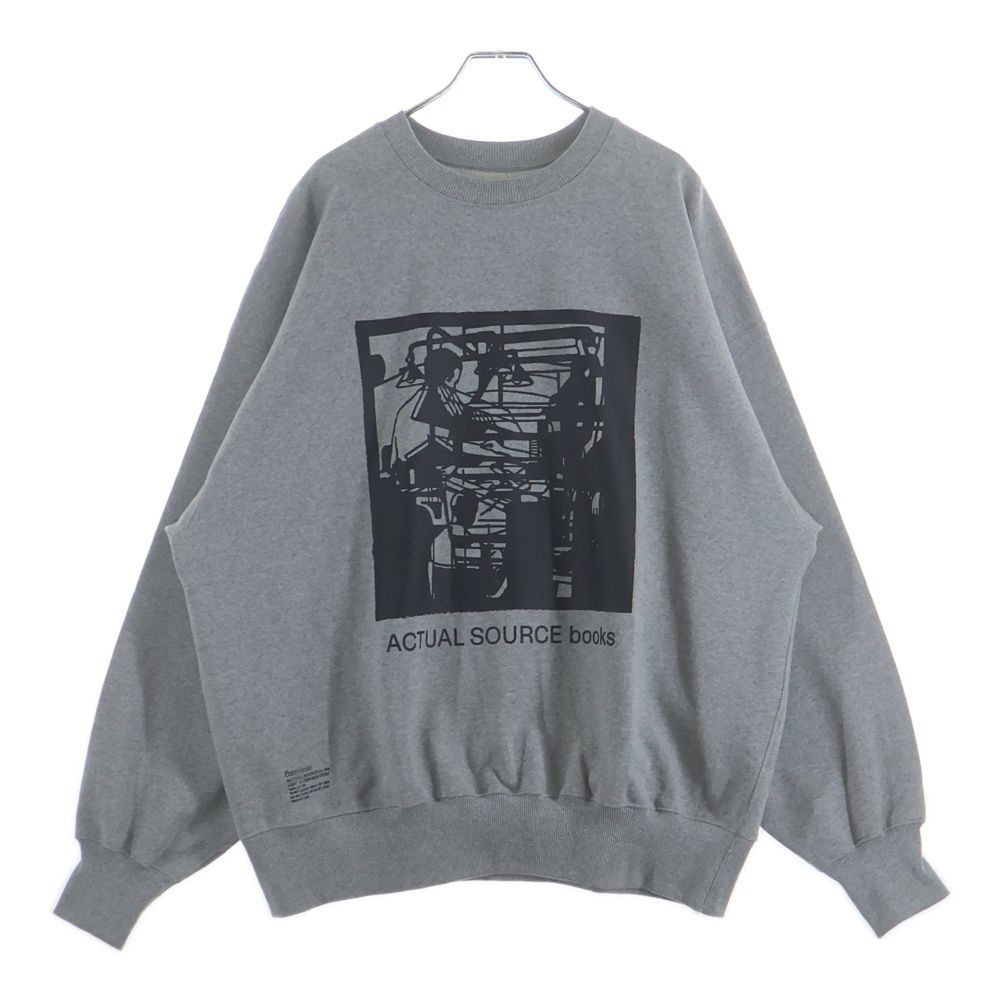 FreshService (フレッシュサービス) 25AW AS × FS LIGHT OZ CREW NECK LITHOGRAPH FSC253-70155AS オーバーサイズシルエットクルーネック長袖スウェットトレーナー グレー