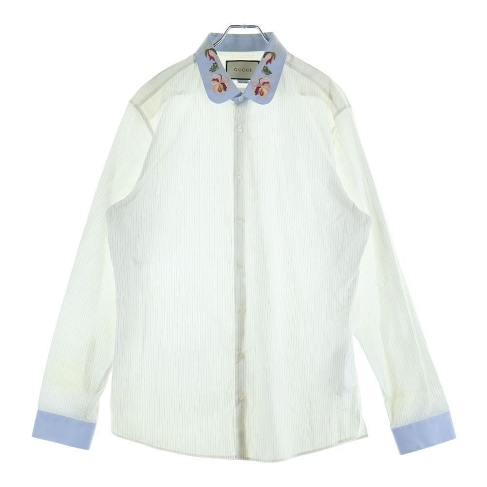 GUCCI カラフル ストライプ シャツ レディース 美品 GUCCI ストライプ シャツ グッチ ブルー シャツ）のフリマアイテム一覧