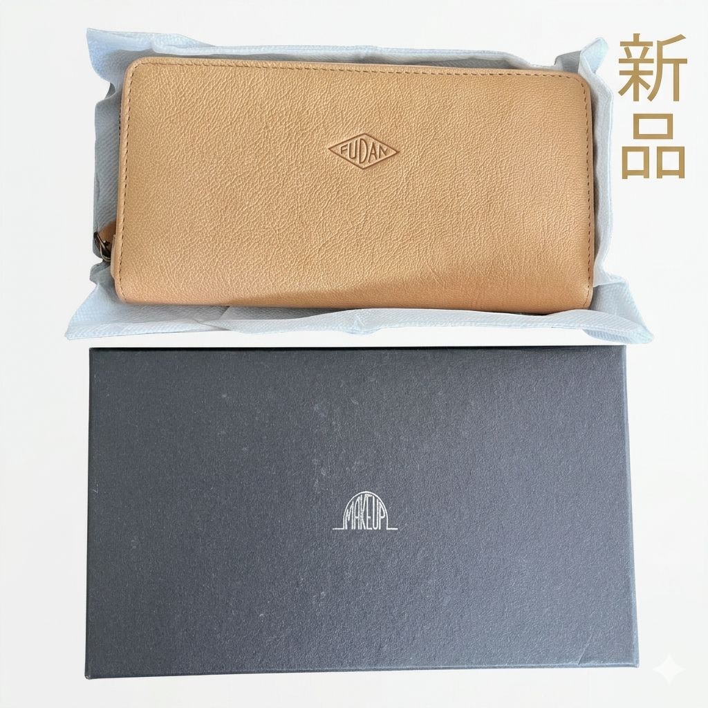 新品タグ付き】MEKEUP FUDAN 山羊革 ラウンドファスナー 長財布 送料 