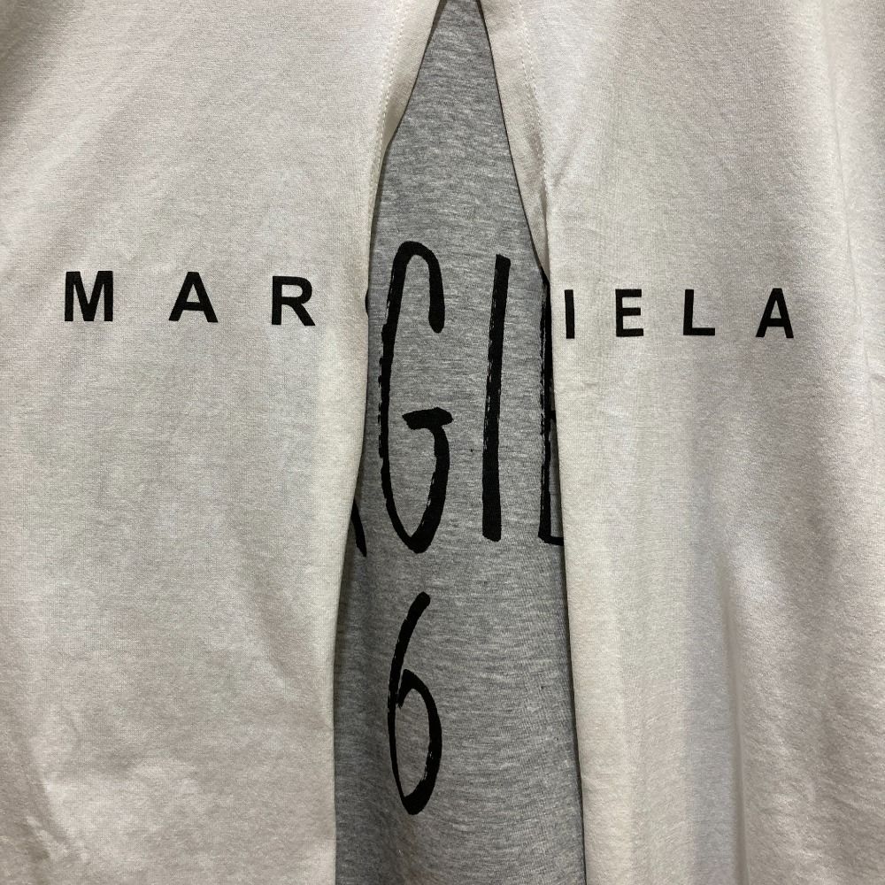 美品 22SS MM6 Maison Margiela エムエムシックス メゾンマルジェラ ロゴプリント レイヤードカットソー S52GC0239 Mサイズ ホワイト レディース 古着 中古 USED 美品 22SS MM6 Maison Margiela エムエムシックス メゾンマルジェラ
