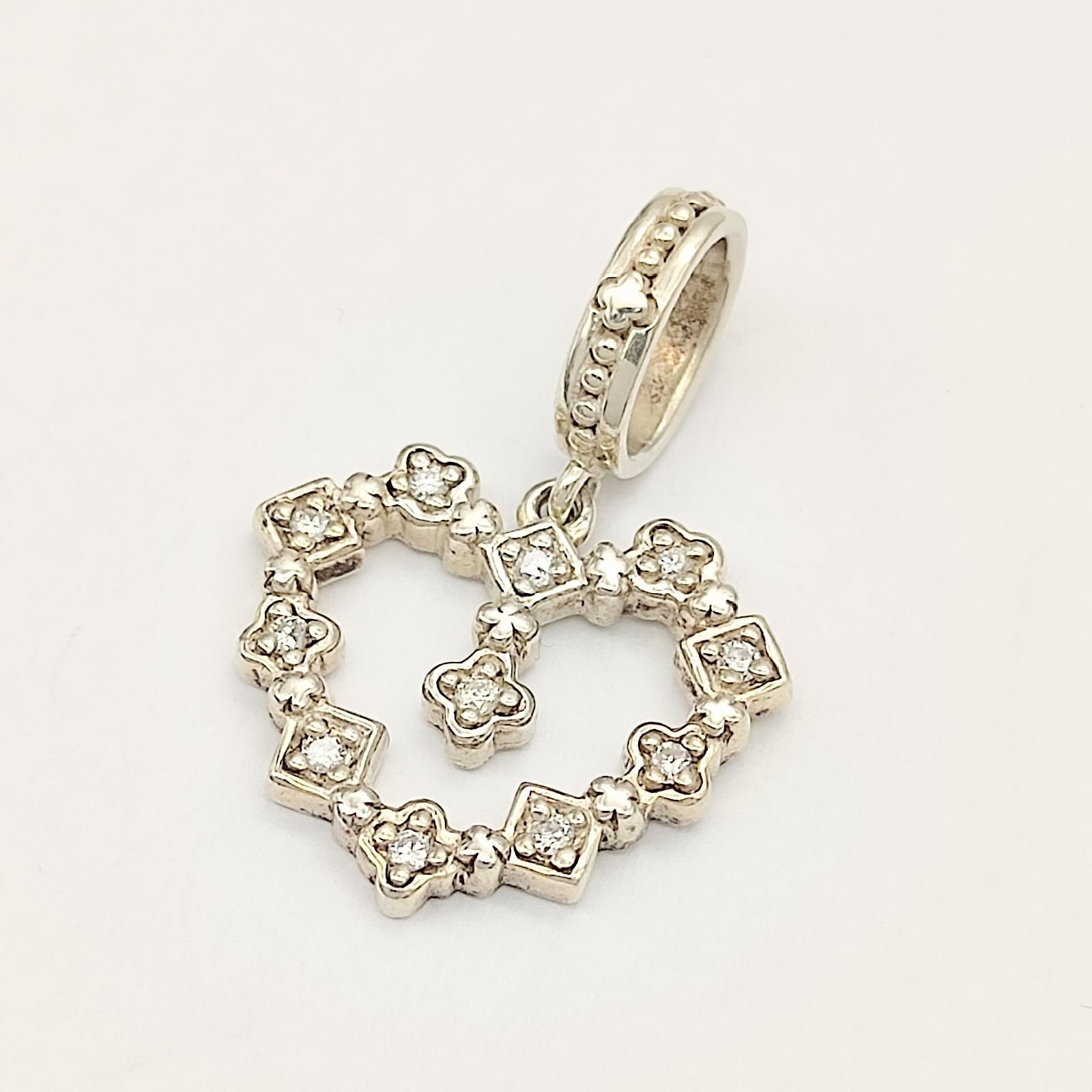 美品】AHKAH アーカー ハートネックレストップ SILVER ダイヤモンド 
