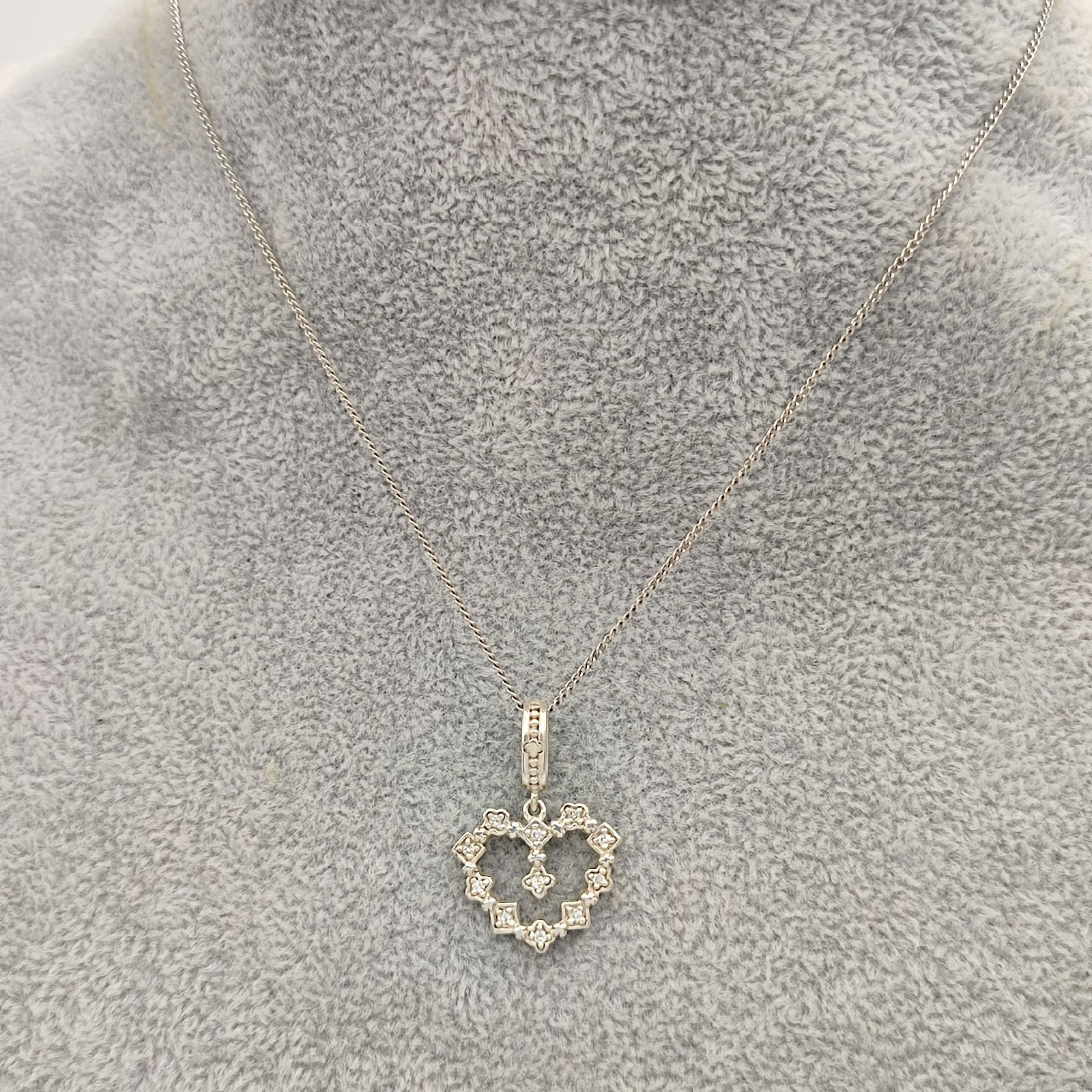 美品】AHKAH アーカー ハートネックレストップ SILVER ダイヤモンド