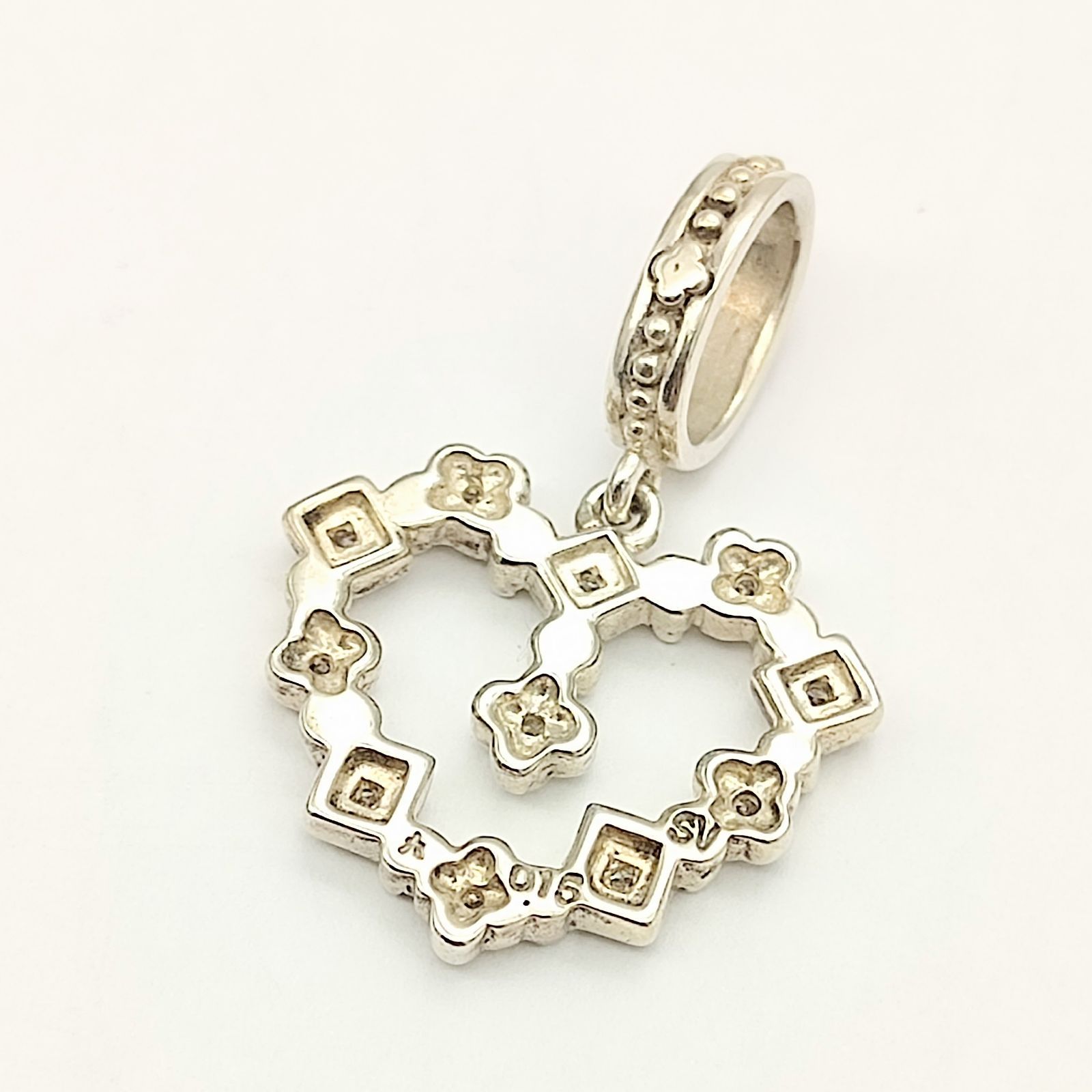 美品】AHKAH アーカー ハートネックレストップ SILVER ダイヤモンド 