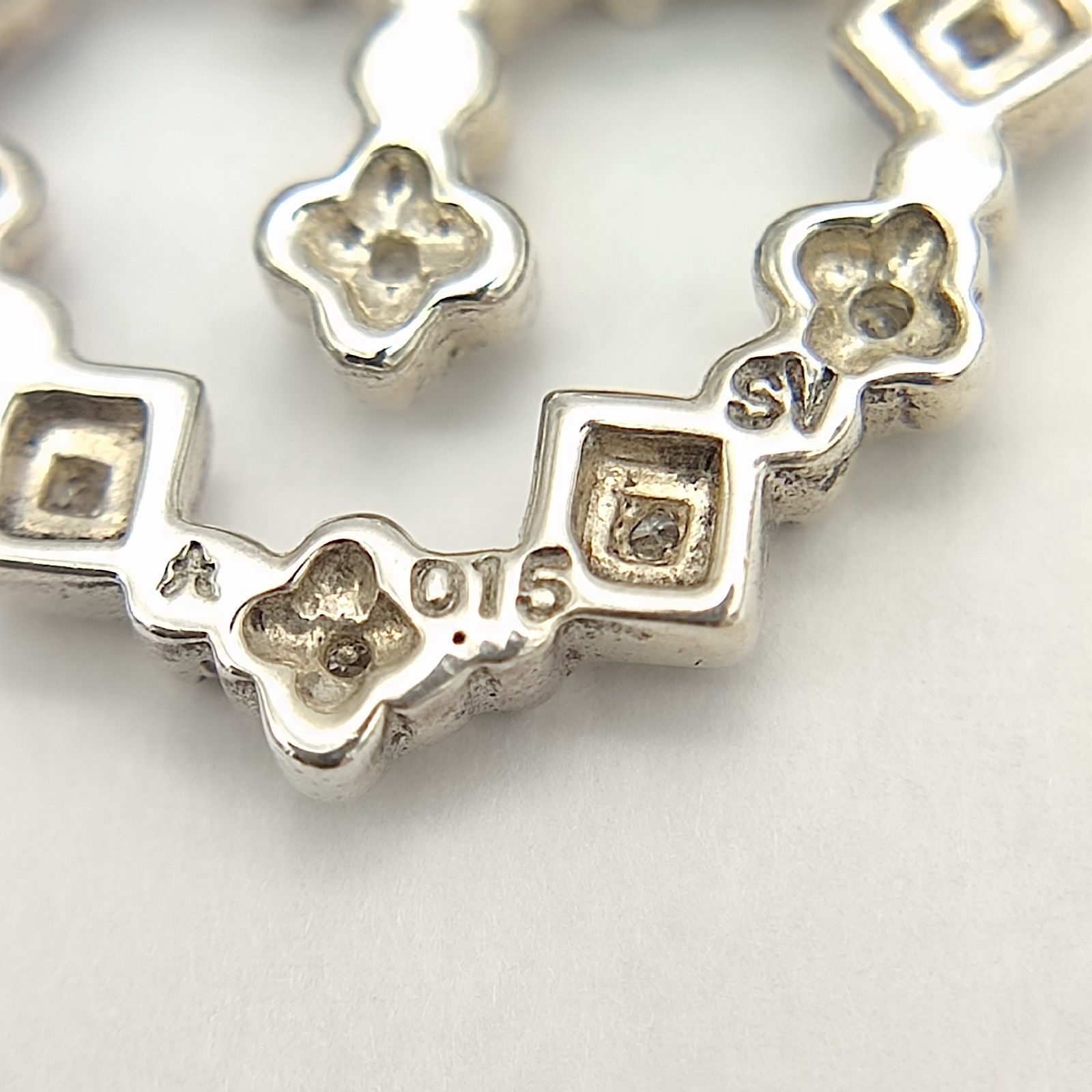 美品】AHKAH アーカー ハートネックレストップ SILVER ダイヤモンド