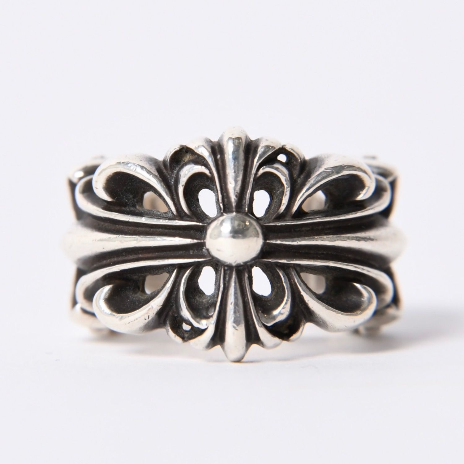 CHROME HEARTS クロムハーツ ダブルフローラルクロスリング 指輪 