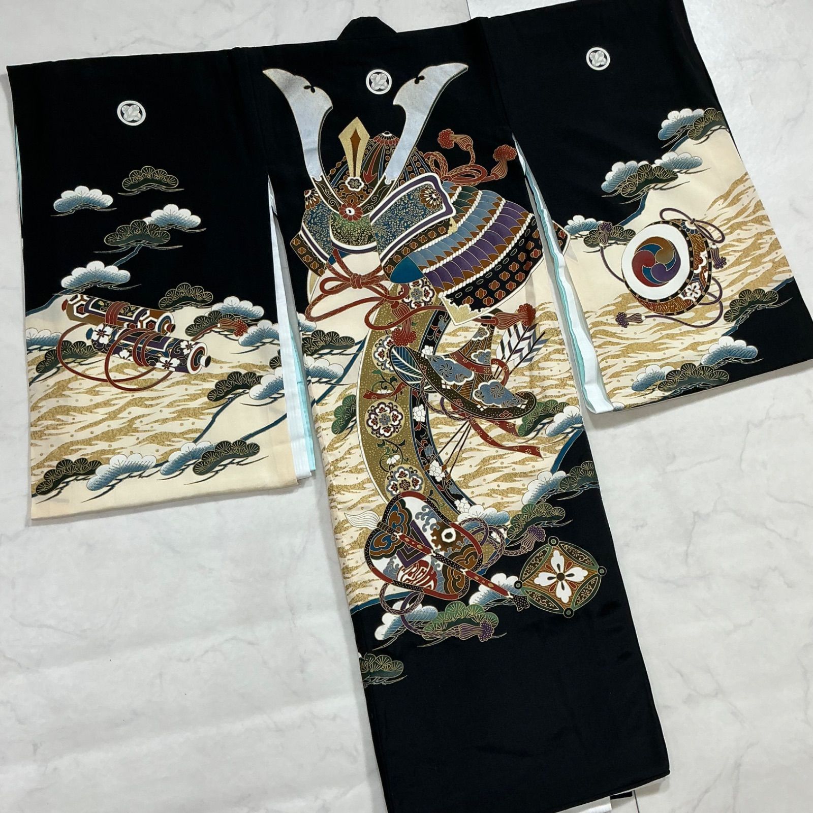◆kimono+one◆産着◆未使用同然◆お宮参り◆正絹◆長襦袢付き◆五つ紋◆七五三◆男の子◆ U195