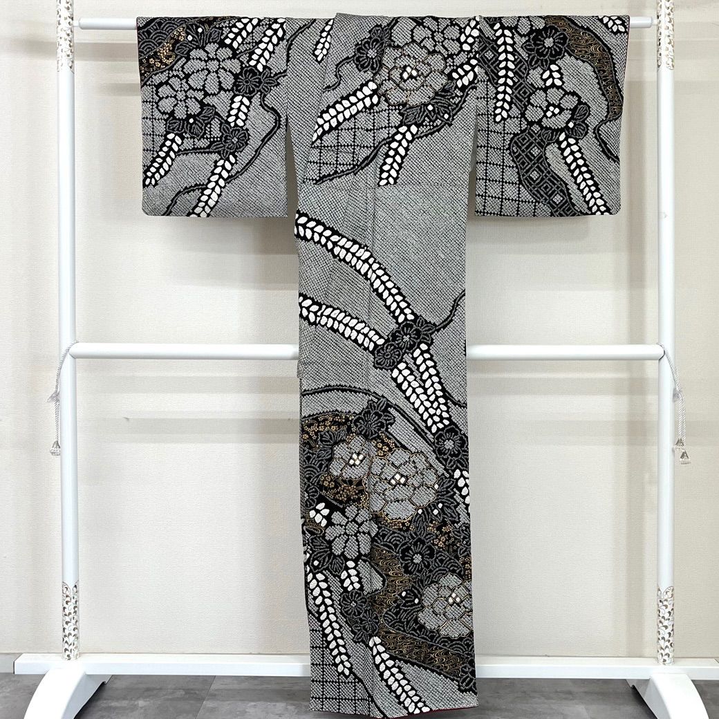 逸品 豪華 総絞り 金彩 金駒刺繍 正絹 訪問着 K1316 - メルカリ