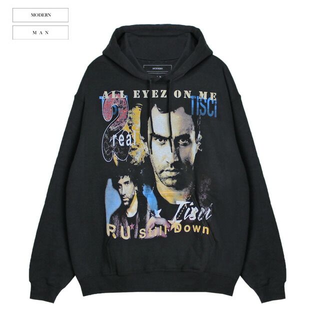 MODERN MAN | RICCARDO TISCI VISITE A CAPUCHE HOODIE (BLACK) プルオーバーフーディ パーカー スウェット ロゴ グラフィック プリント トップス ブラック