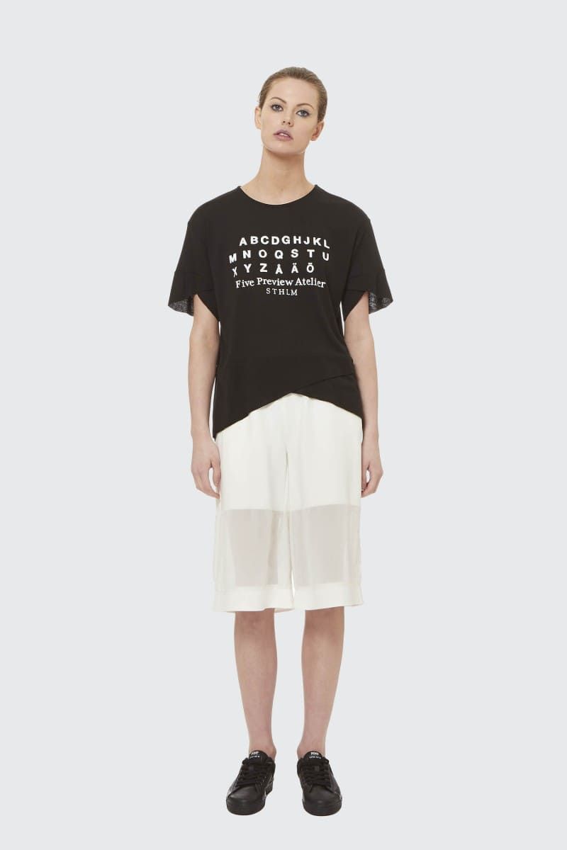 5PREVIEW | MICHELLE JERSEY TOP (BLACK) Tシャツ パロディ ロゴ グラフィック プリント トップス ブラック