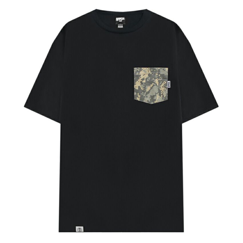 APPEAL | DIGI CAMO POCKET TEE (BLACK) Tシャツ ポケット付き カモフラージュ トップス メンズ ブラック