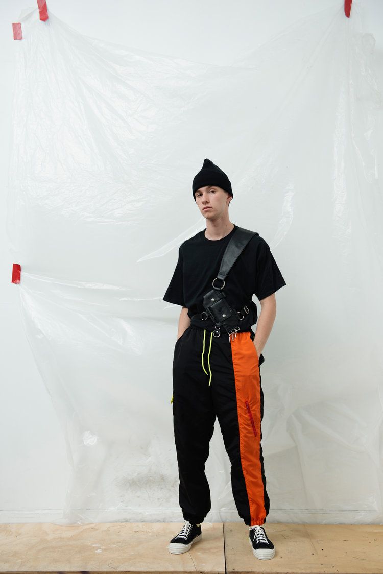 LANDLORD NEW YORK | SPACE COLONY TRACK PANTS (MULTI/BLACK) トラックパンツ パラシュートパンツ ナイロン ミリタリー 切り替え ボトムス メンズ ブラック