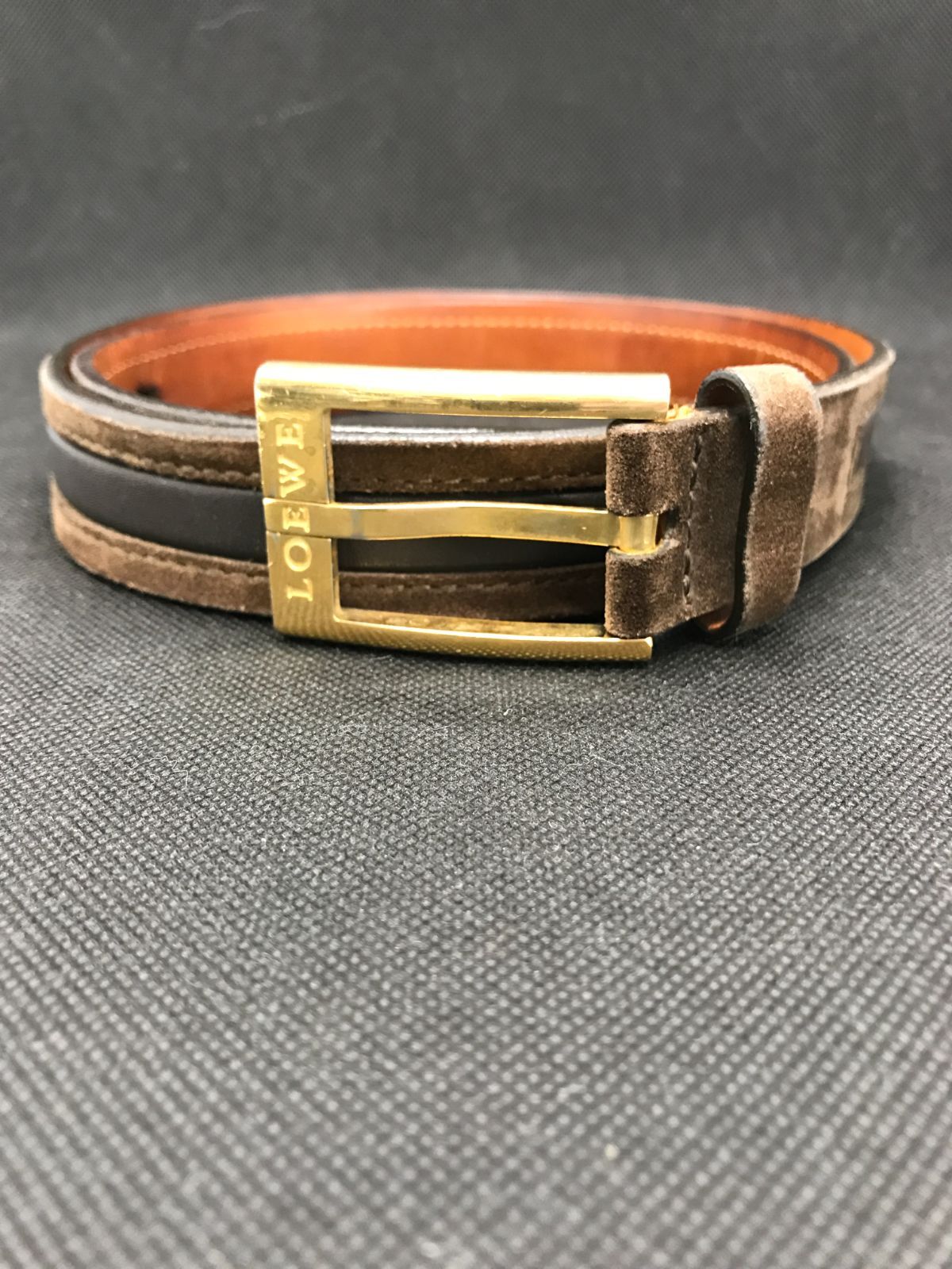 LOEWE ロエベ ベルト 表記サイズ50/90 レザー×スエード ブラウン系
