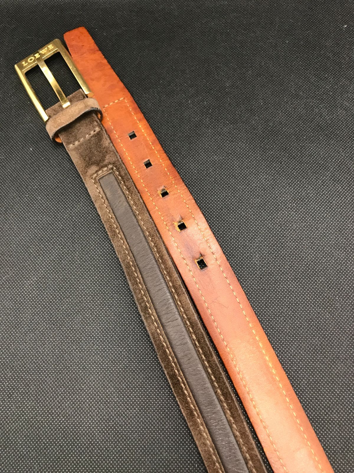 LOEWE ロエベ ベルト 表記サイズ50/90 レザー×スエード ブラウン系