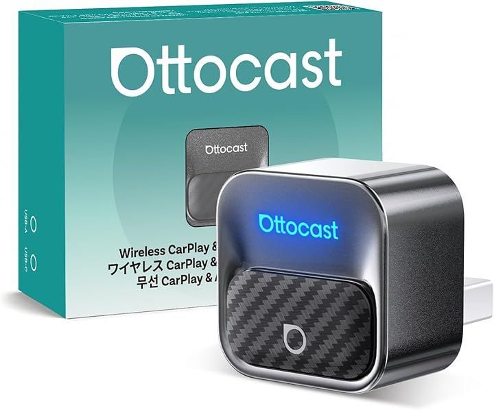 OTTOCAST オットキャスト Mini Core ワイヤレスCarPlay/Android Autoアダプター ミニ 純正有線CarPlay/Android Auto対応車専用 Bluetooth音楽/通話対応 プラグ&プレイ 自動接続