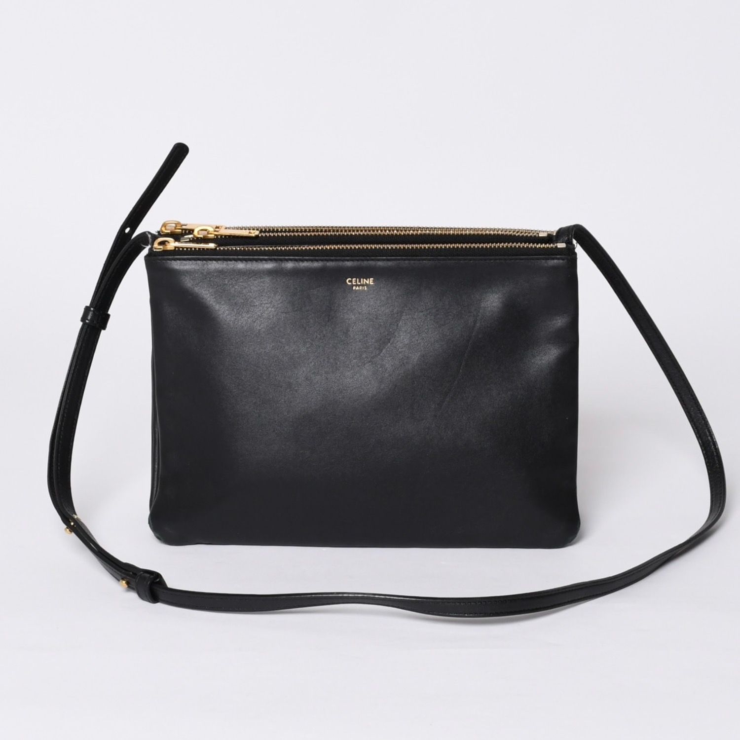 CELINE セリーヌ トリオ ラージ ショルダーバッグ ラムスキン レザー 
