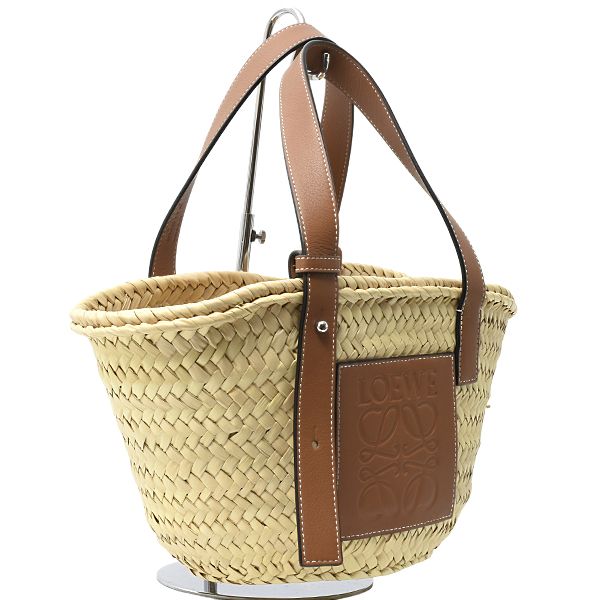 LOEWE ロエベ パームリーフ×カーフ ナチュラル×イエロー アナグラム ロエベ バッグ レディース バスケットバッグ スモール アナグラム
