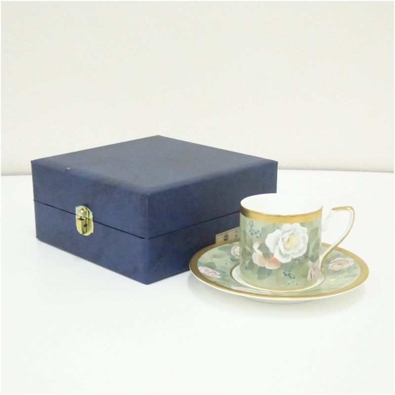 Miyao Pottery MIKASA Mikasa Gold Flower Pattern Cup Saucer (with Box) Tableware Stylish and Cute Tea Teaware Antique Interior Everyday Use Visitor Tableware