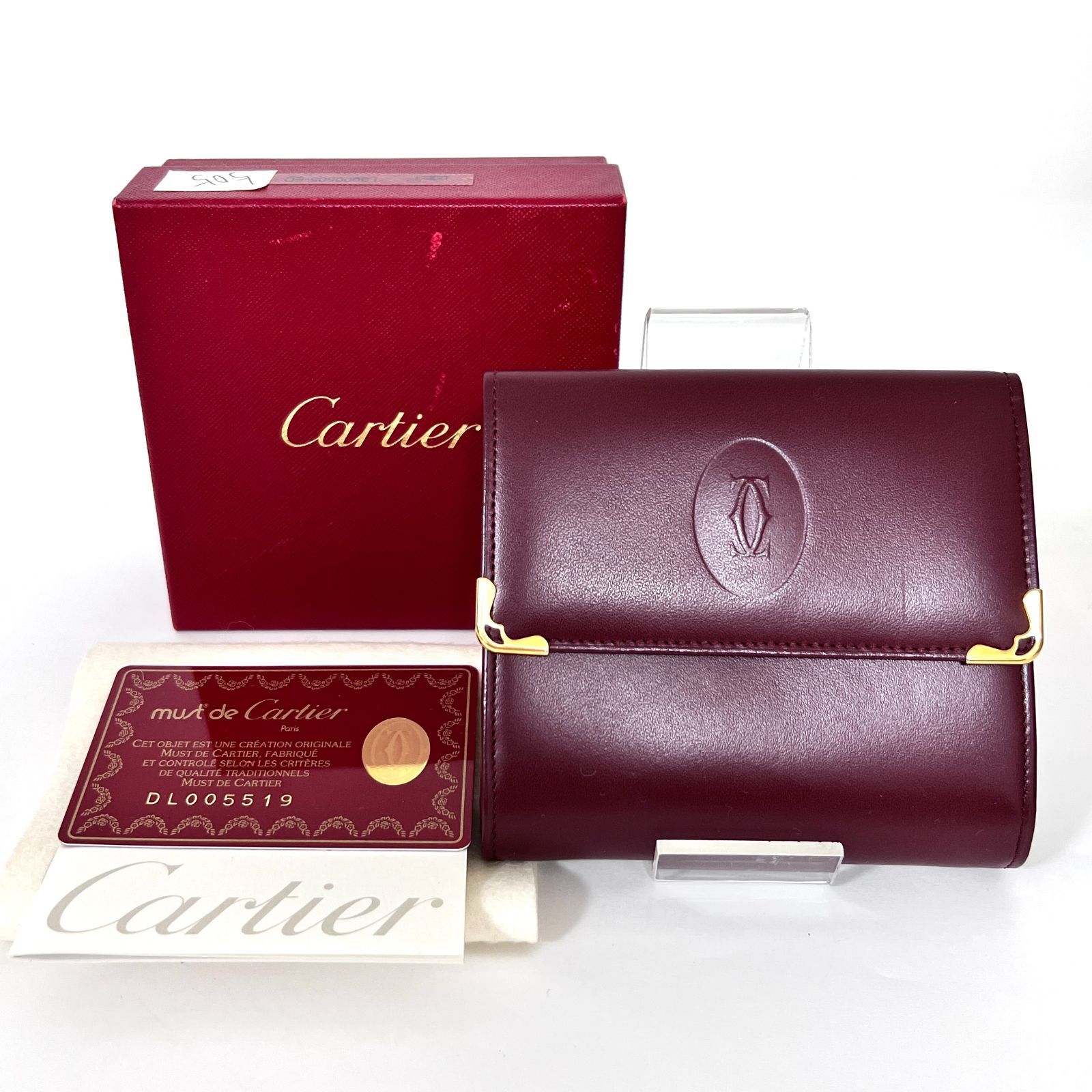 SD7029 新品未使用！ Cartier カルティエ レザー マストライン ボルドー 三つ折り財布 Wホック財布 コンパクトウォレット 20,860円