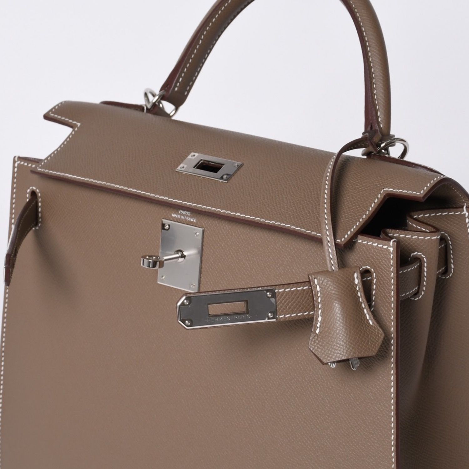 新品未使用 HERMES エルメス ケリー28 外縫い エトゥープ B刻印 ヴォー 