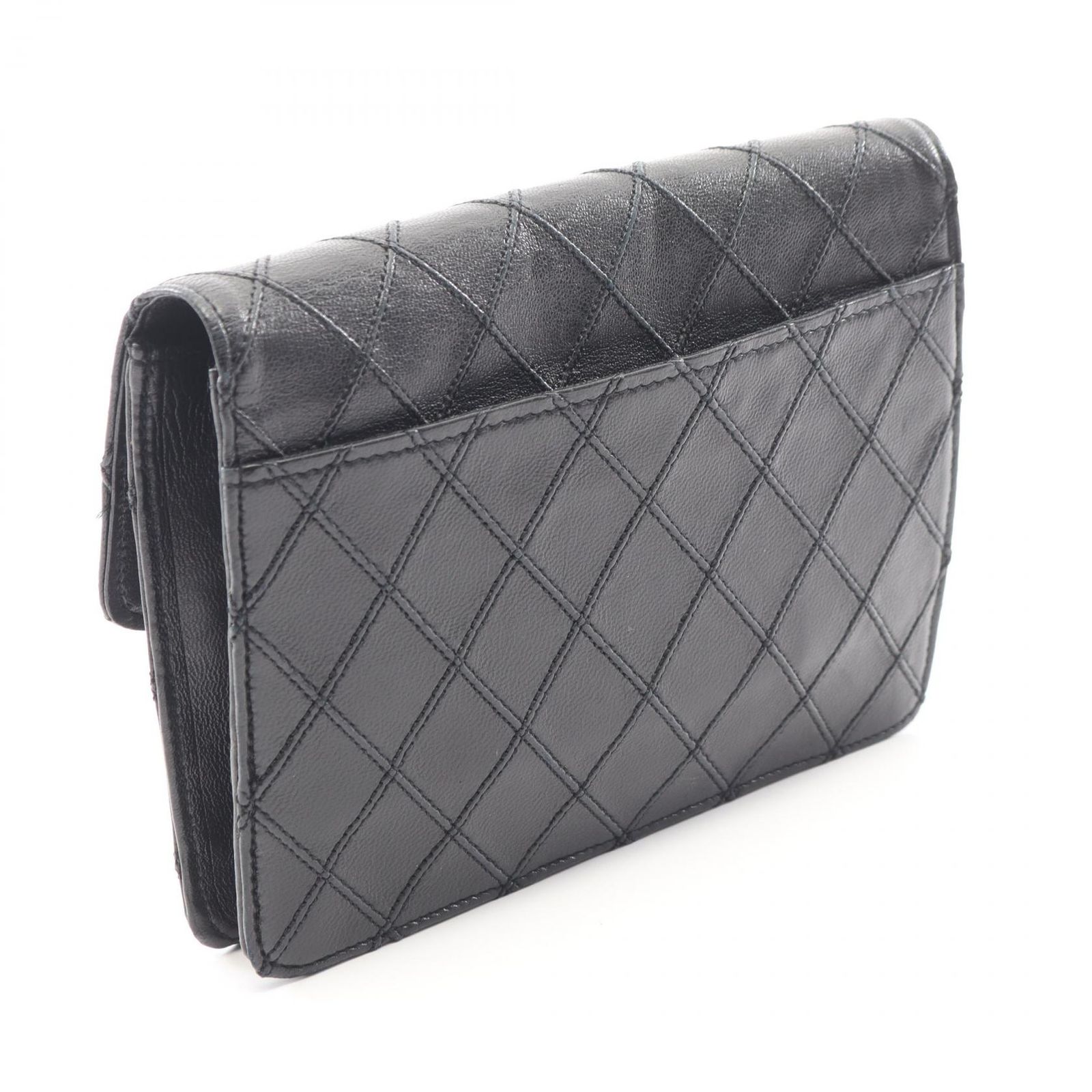 CHANEL シャネル ラムスキン ビコローレ 縦型 バニティバッグ ブラック