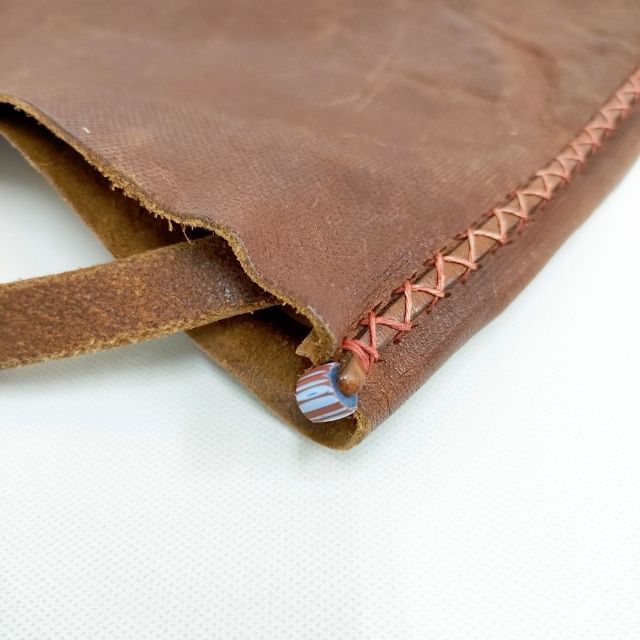HENRY CUIR CANE刺繍 レザー ショルダーバッグ ブラウン レディース 