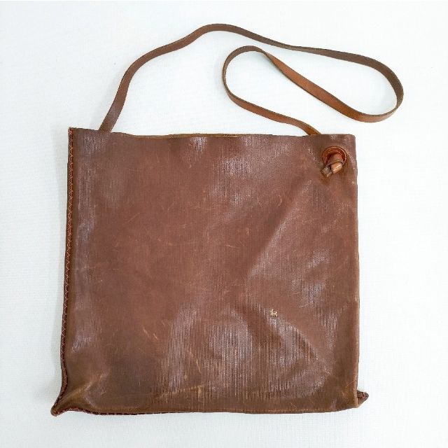 HENRY CUIR CANE刺繍 レザー ショルダーバッグ ブラウン レディース