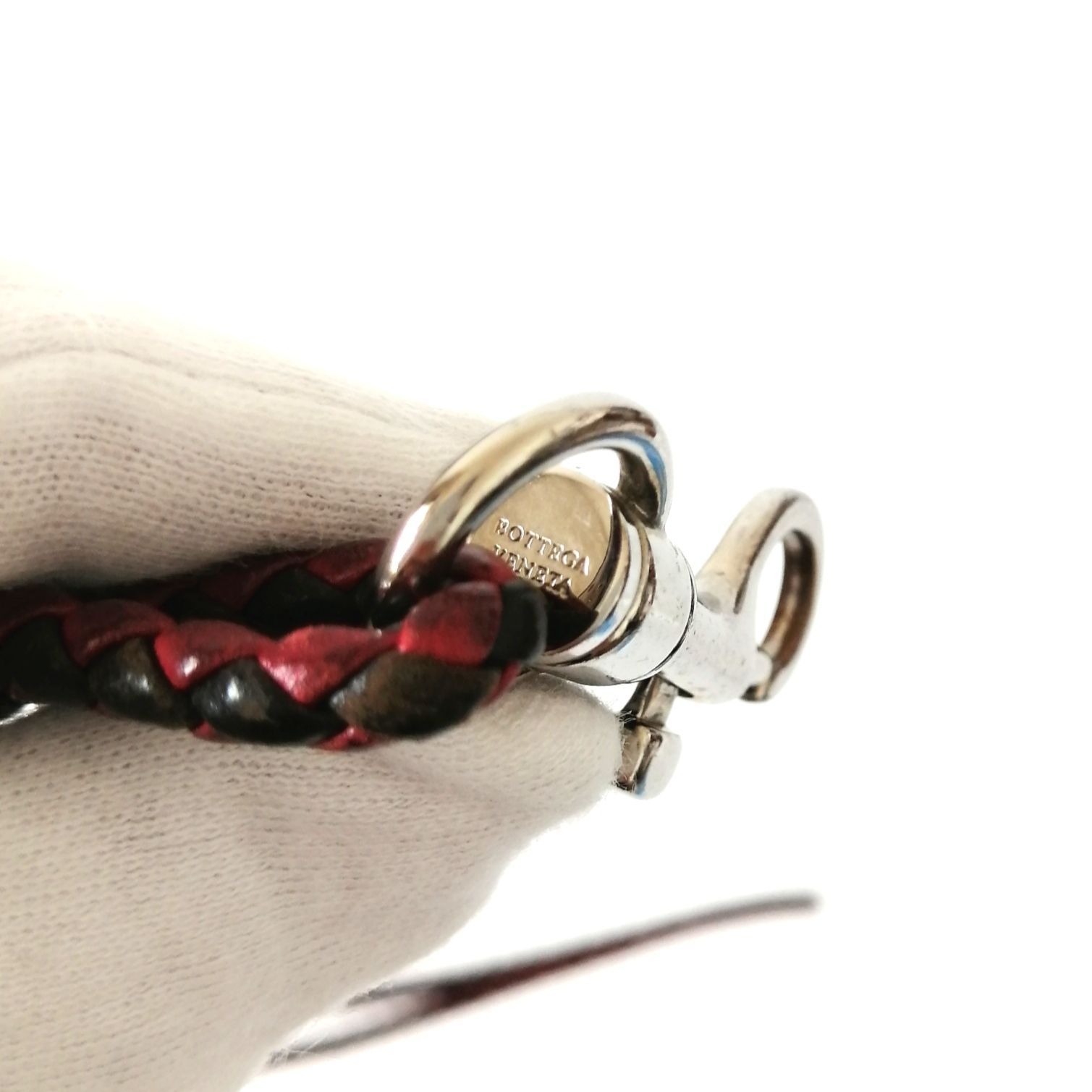 ボッテガヴェネタ BOTTEGA VENETA ネックストラップ レッド×ダーク 