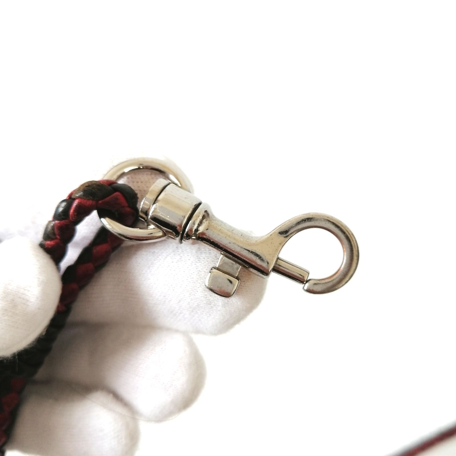 ボッテガヴェネタ BOTTEGA VENETA ネックストラップ レッド×ダーク 
