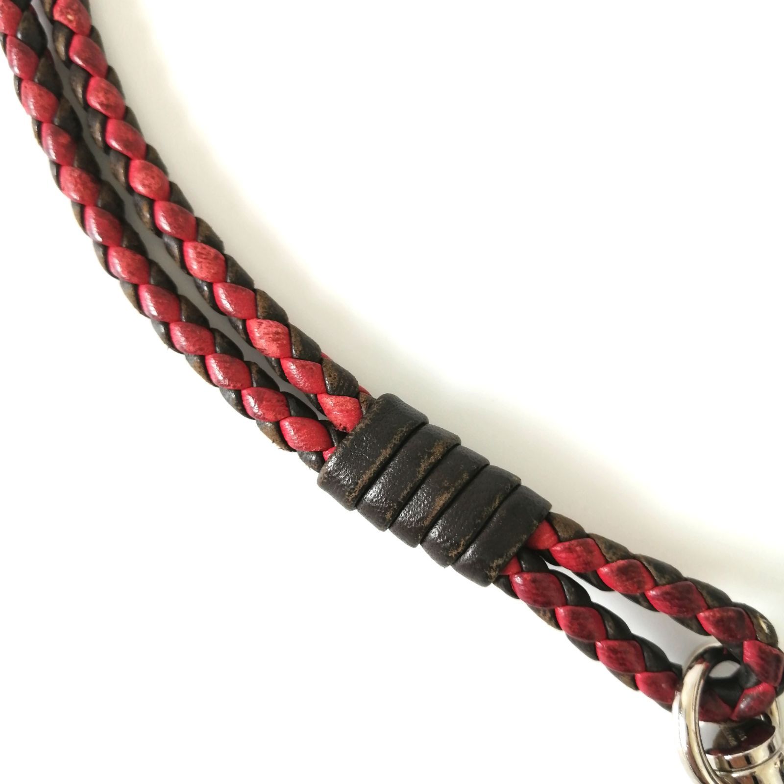 ボッテガヴェネタ BOTTEGA VENETA ネックストラップ レッド×ダーク 