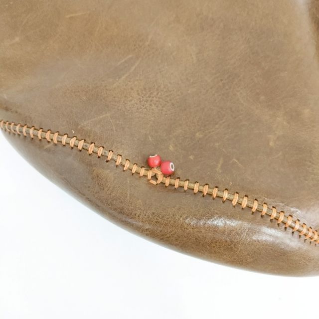 HENRY CUIR レザー ワンショルダー ビーズ 犬刺繍 CANE ショルダーバッグ ブラウン レディース アンリークイール【中古】5-0914G∞ HENRY CUIR レザー ワンショルダー ビーズ 犬刺繍 CANE ショルダー