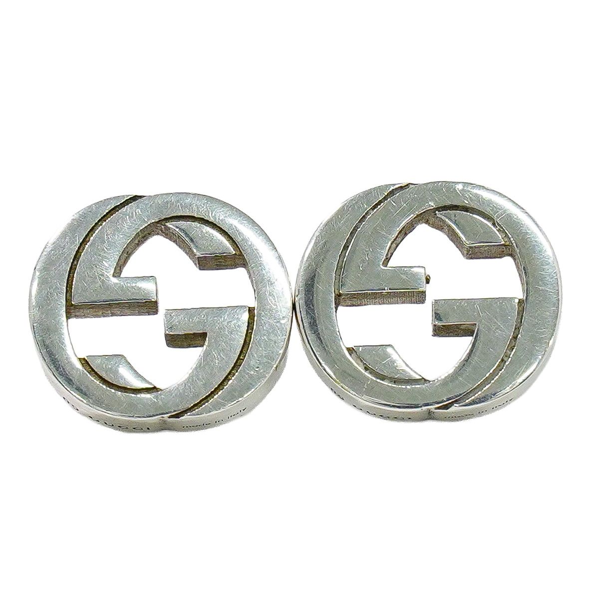 本物 グッチ GUCCI インターロッキングG Ag925 スタッド ピアス