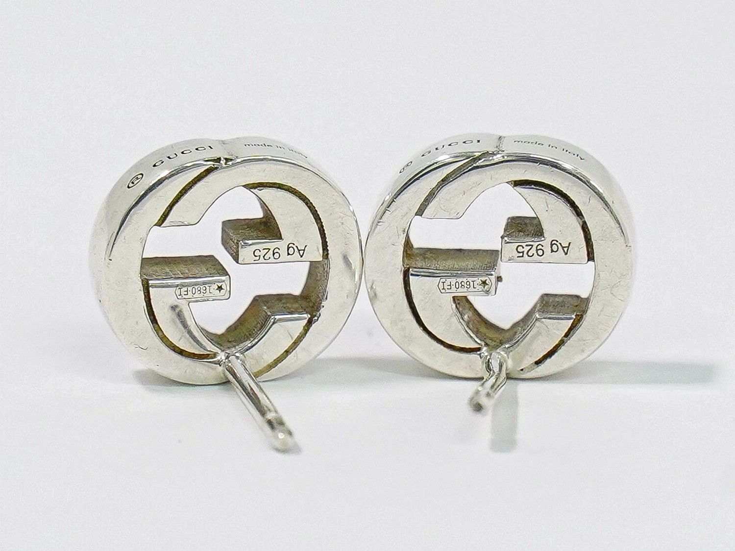 本物 グッチ GUCCI インターロッキングG Ag925 スタッド ピアス