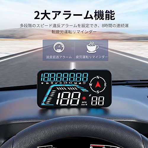 wiiyii HUD ヘッドアップ ディスプレイ、GPS 速度計付き車用ヘッド 