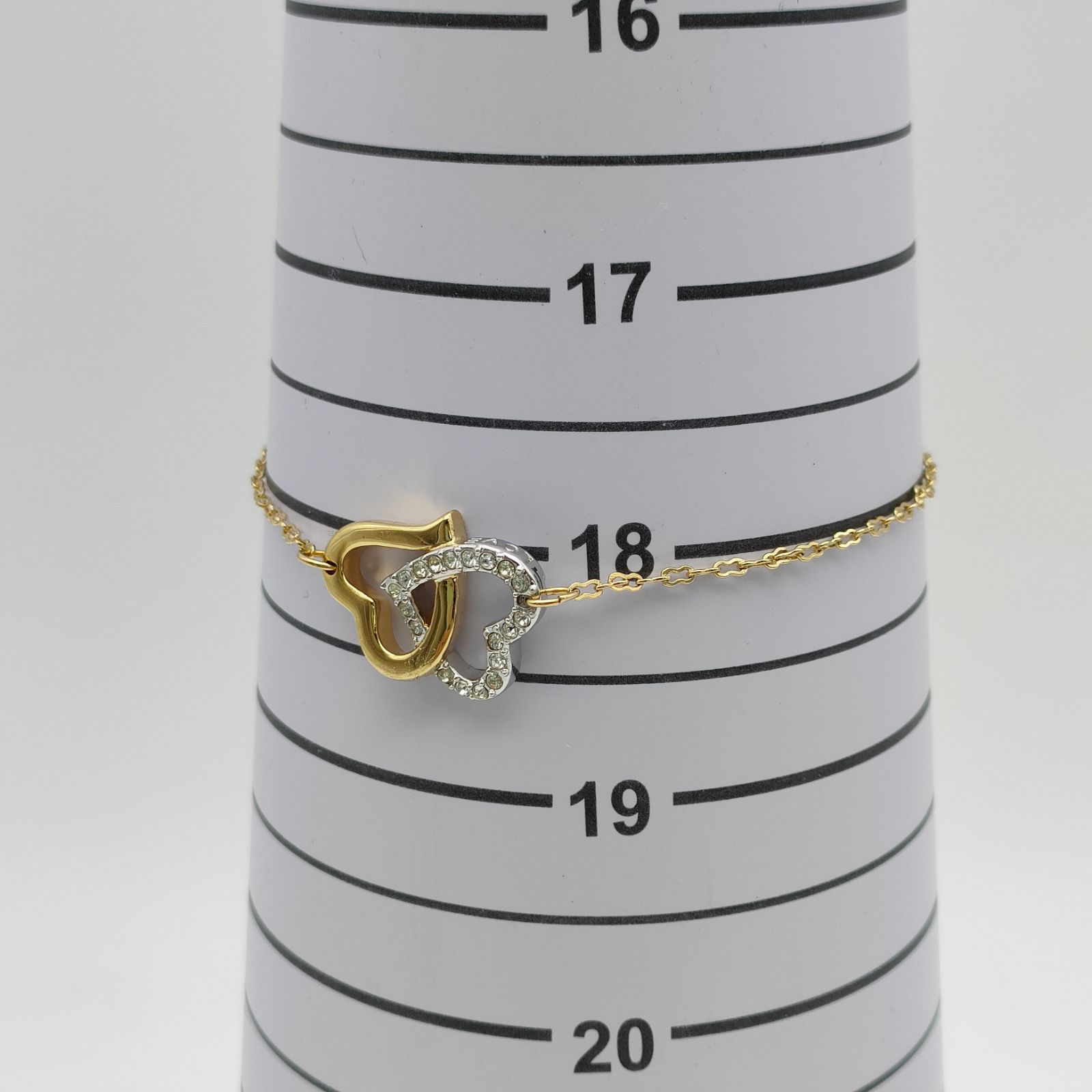 SWAROVSKI スワロフスキー ゴールドカラー バイカラー ダブルハート