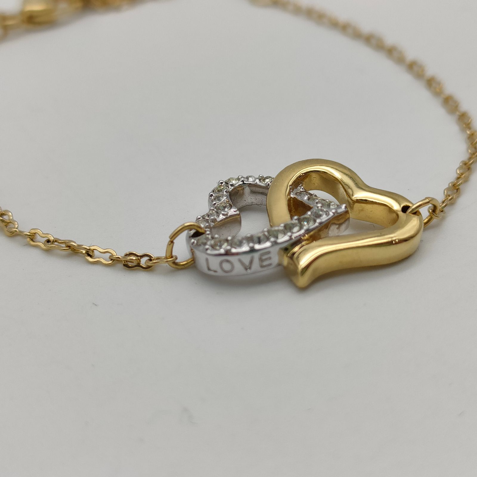SWAROVSKI スワロフスキー ゴールドカラー バイカラー ダブルハート