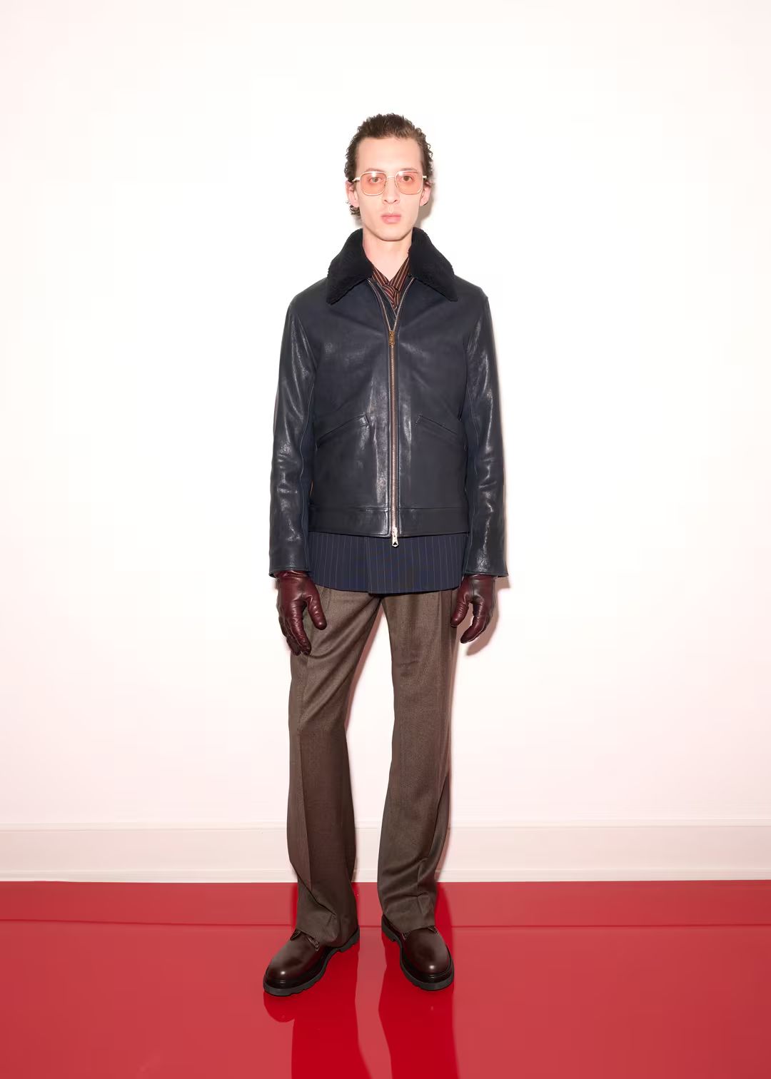 Paul Smith 25aw ファーカラーレザージャケット S ポールスミス やぎ革