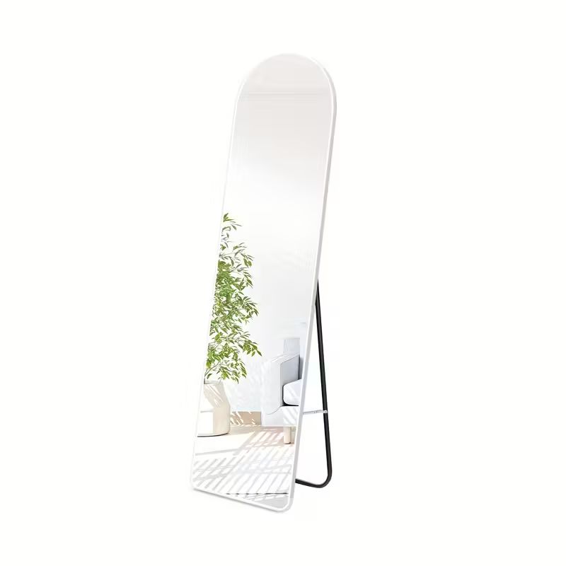 全身姿見ミラー36x146cm 大型全身鏡 - アーチ型/壁掛け、折りたたみ式で頑丈なフレーム、耐衝撃・防滴仕様、人気のホワイトフレーム- 寝室、バスルーム、サロン、小売ディスプレイ用のエレガントなドレッシングミラー☆先取りサマーキャンペーン20％OFF