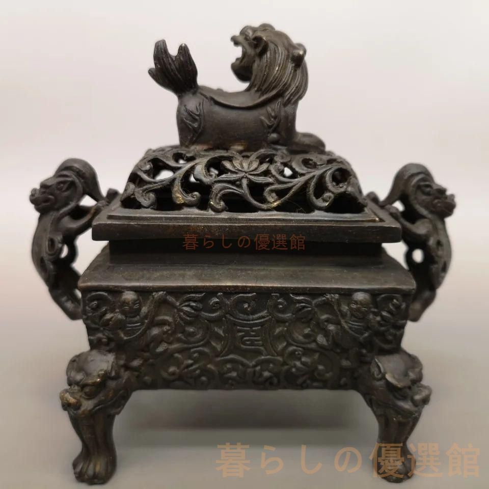 【上品】獅子 香炉 銅製 重厚感 香道具 仏具 インテリア 置物 zw427