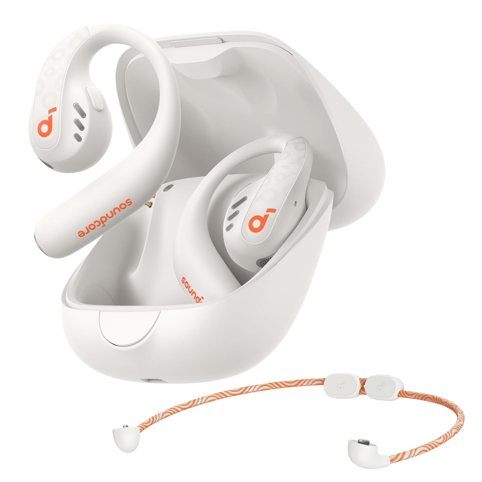 Anker Soundcore AeroFit Pro（Bluetooth 5.3）【オープンイヤー型ワイヤレスイヤホン / 3Dオーディオ / IP55防塵防水規格/ 最大46時間再生 / マルチポイント接続/PSE技術基準適合】ソフトホワイト [ホワイト]
