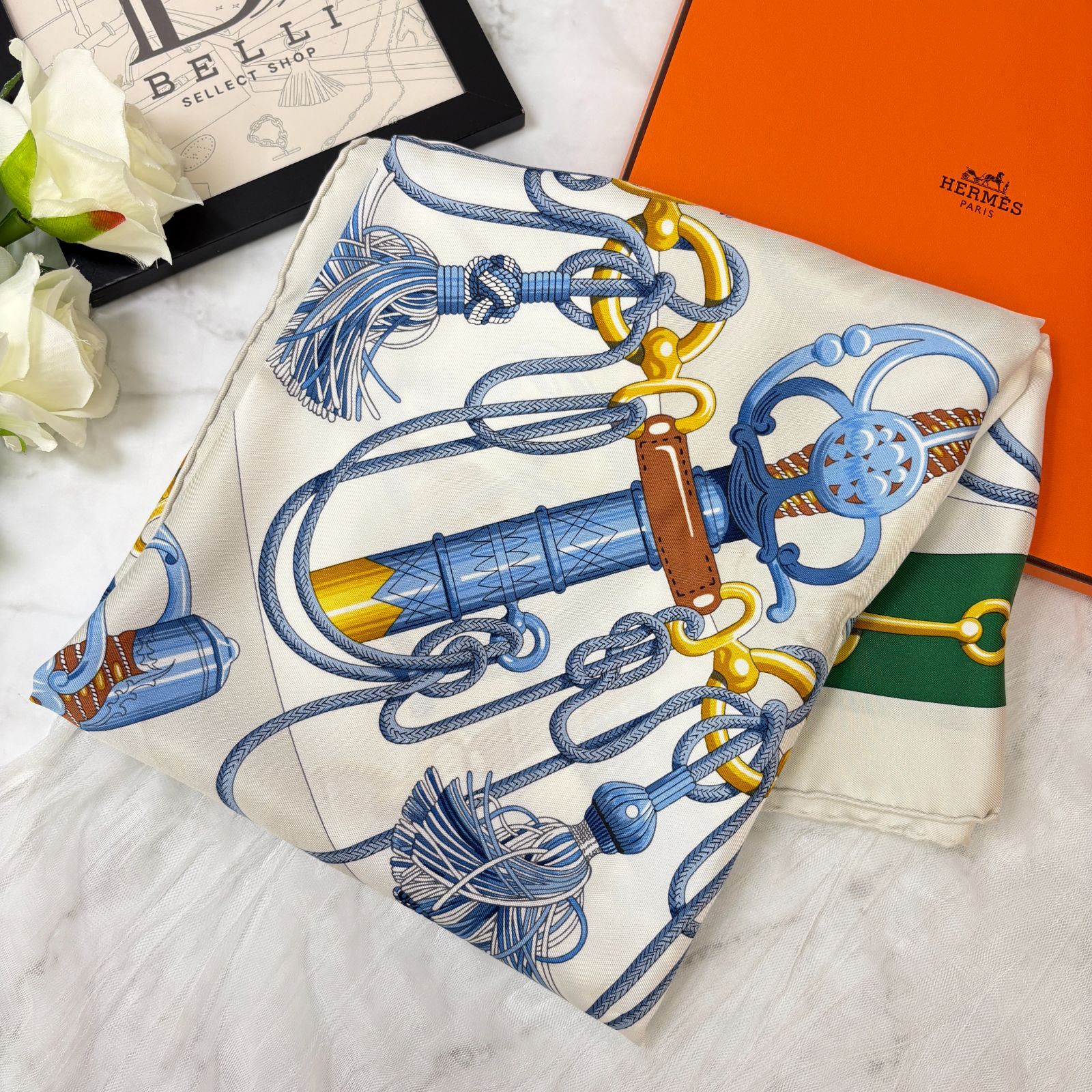 鑑定済み 美品 エルメス カレ 90 《 クリケティス 美品 エルメス カレ 