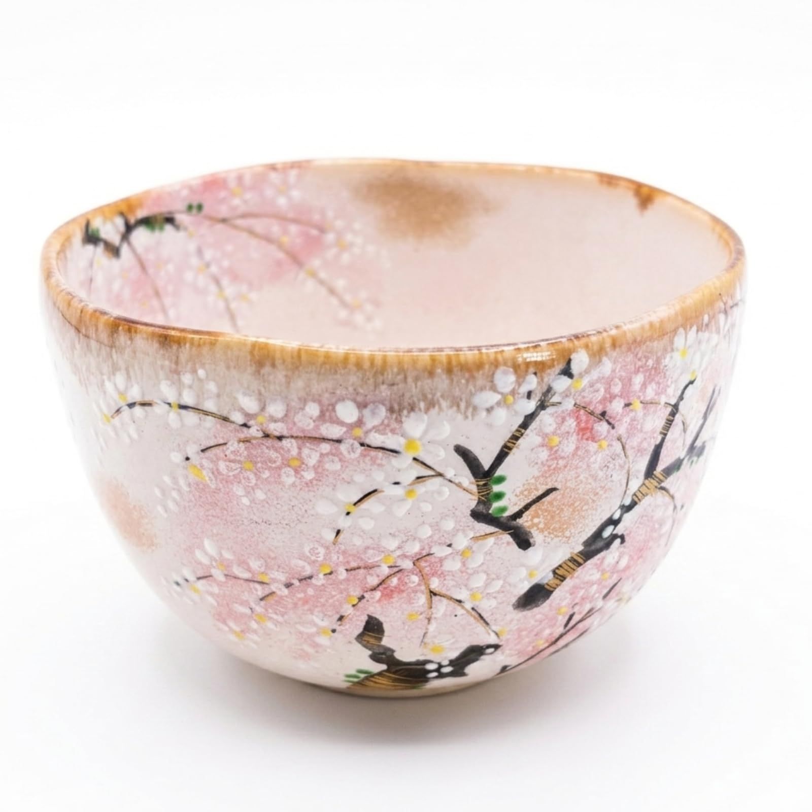 森下秋彩作 抹茶茶碗 抹茶碗 茶碗 乾山 醍醐の桜 日本製 陶器 茶道具 職人 手書き 春 桜 伝統工芸 高級 華やか 贈り物 茶会 稽古用 おもてなし ギフト [陶器] [醍醐の桜]