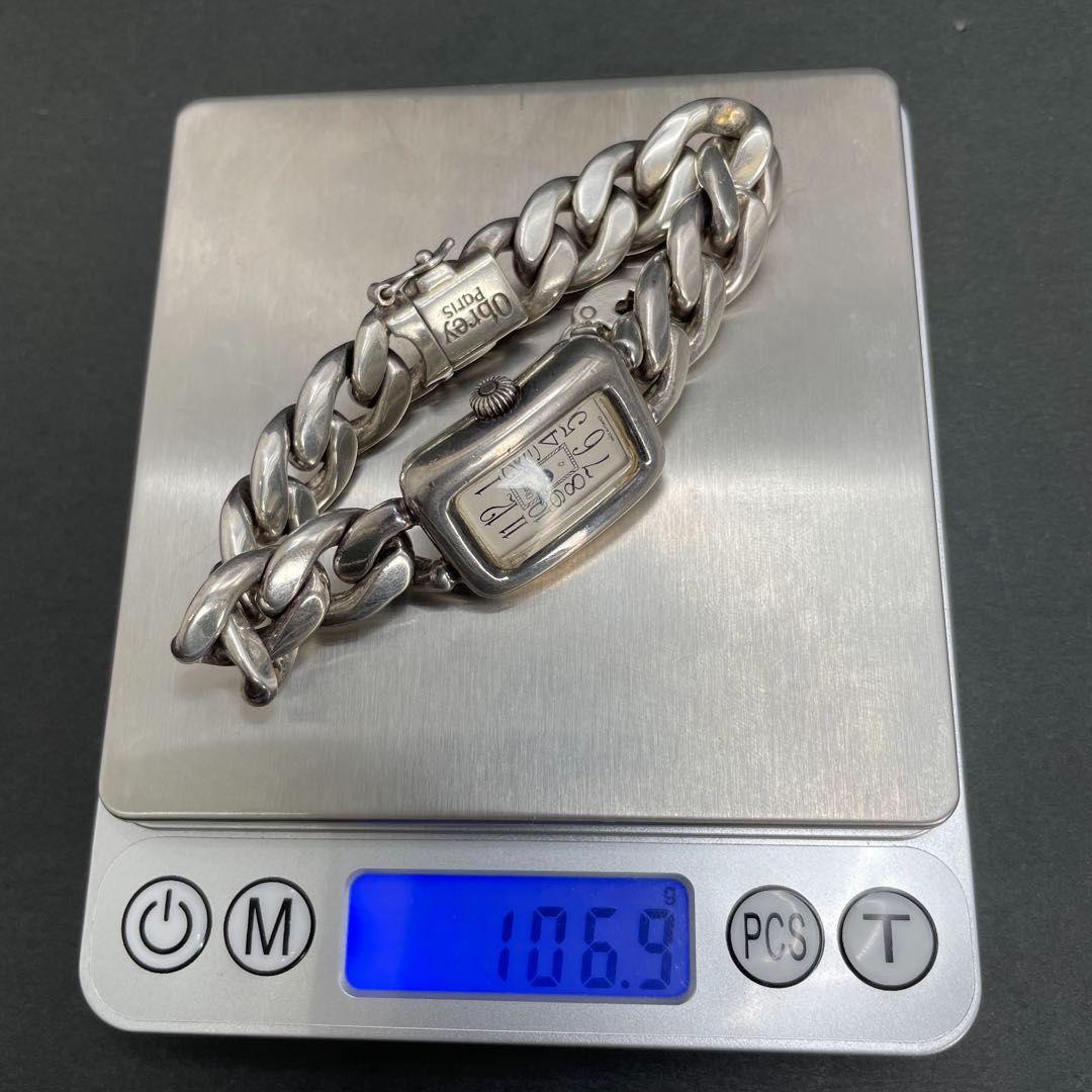 Obrey SOLID SILVER 純銀 銀無垢 チェーンブレスレットウォッチ MADE