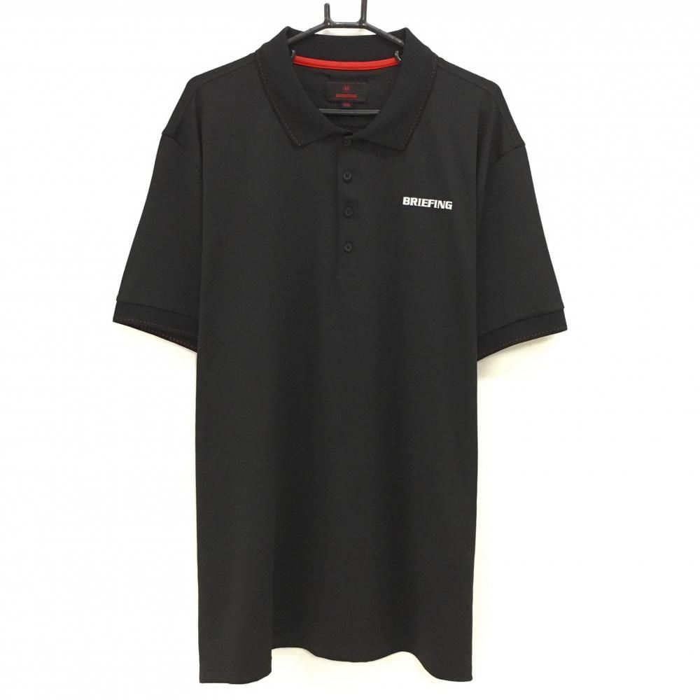 超美品】ブリーフィング 半袖ポロシャツ 黒×白 背面ロゴ メンズ XXXL