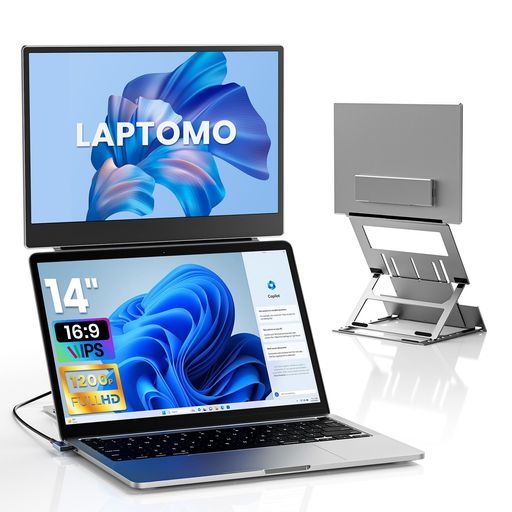 デュアルディスプレイダブルモニタートリプルモバイルモニター14インチ120%sRGB78%NTSC超広色域1200PHDMIFHD60Hzスピーカー内蔵IPSパネルType-Cケーブル1本で接続済アルミボディデュアル