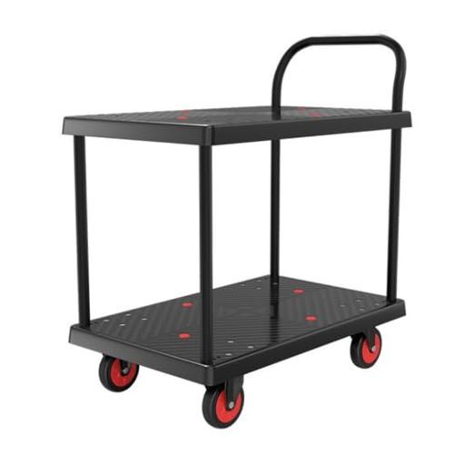Splend-PlayReball2段台車手押し台車ドンキーカートキャリーラック業務用耐荷重150kg静音車輪滑り止め転落防止72*48cmTPRキャスター組立簡単