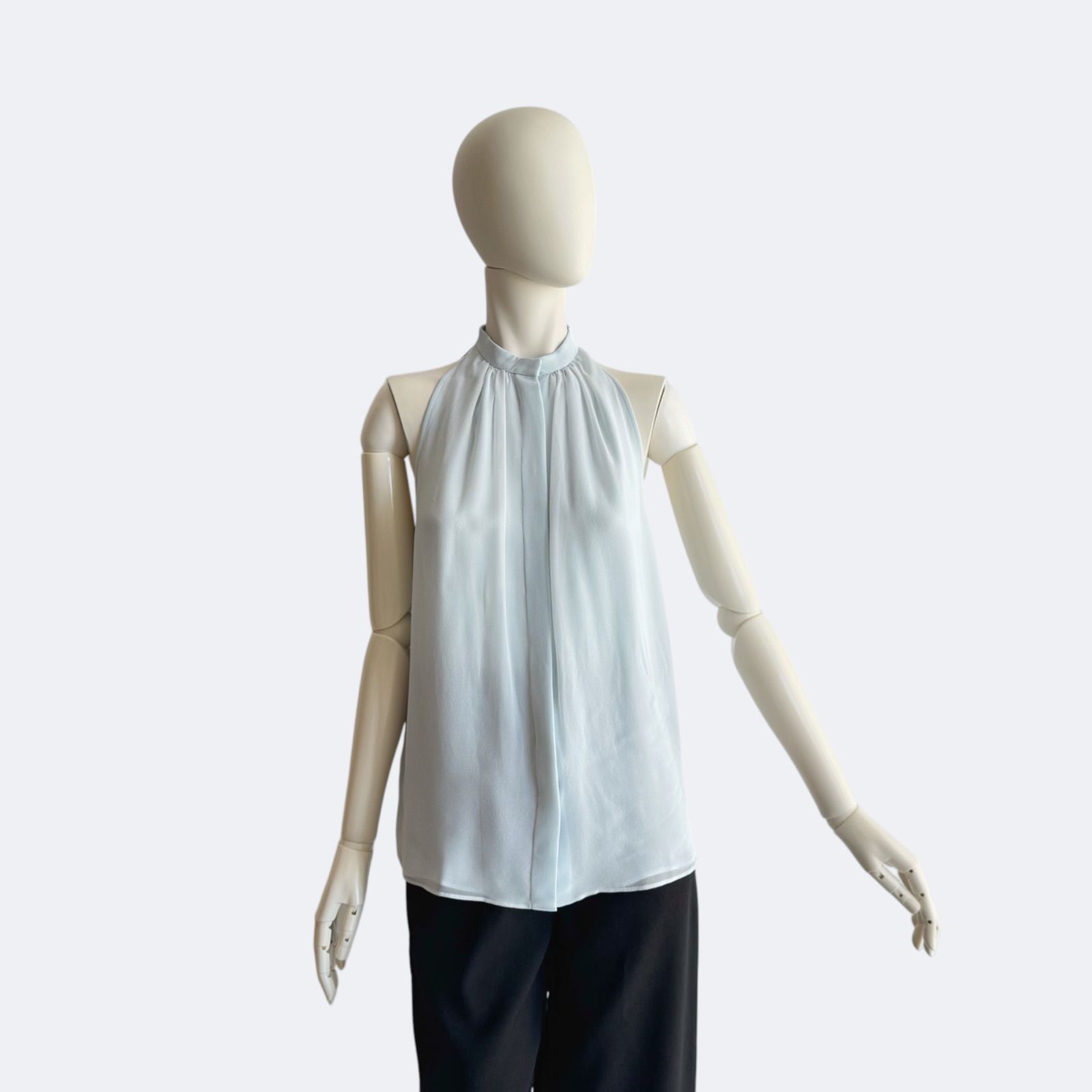 ADEAM アディアム ブラウス ライトブルー ノースリーブ シルク 上品 