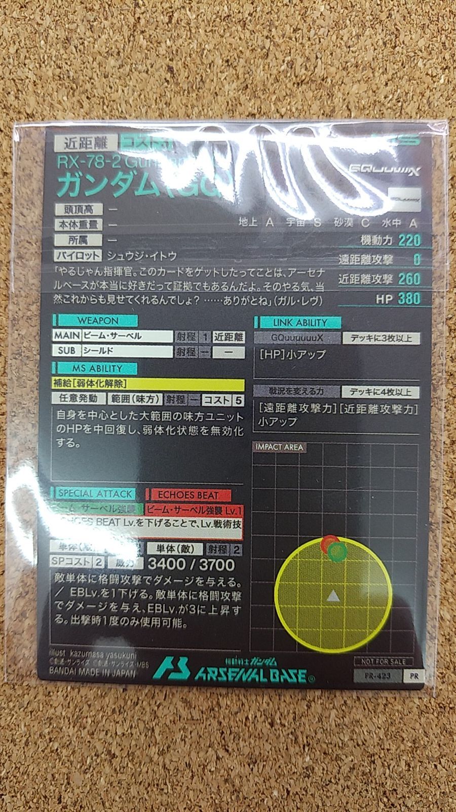 〇アーセナルベース ガンダム(GQ) PR-423 未開封 カード風賞状付 