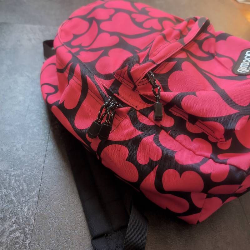 OUTDOOR PRODUCTS Backpack Pink Black Heart Pattern Print Daypack