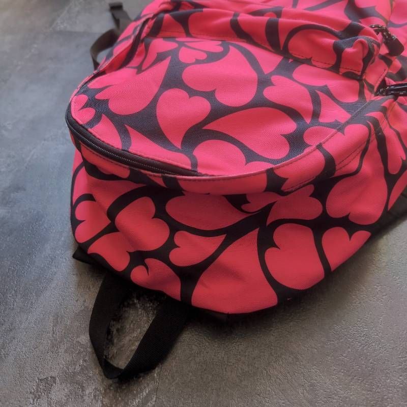 OUTDOOR PRODUCTS Backpack Pink Black Heart Pattern Print Daypack OUTDOOR PRODUCTS Backpack Pink Black Heart Pattern Print Daypack